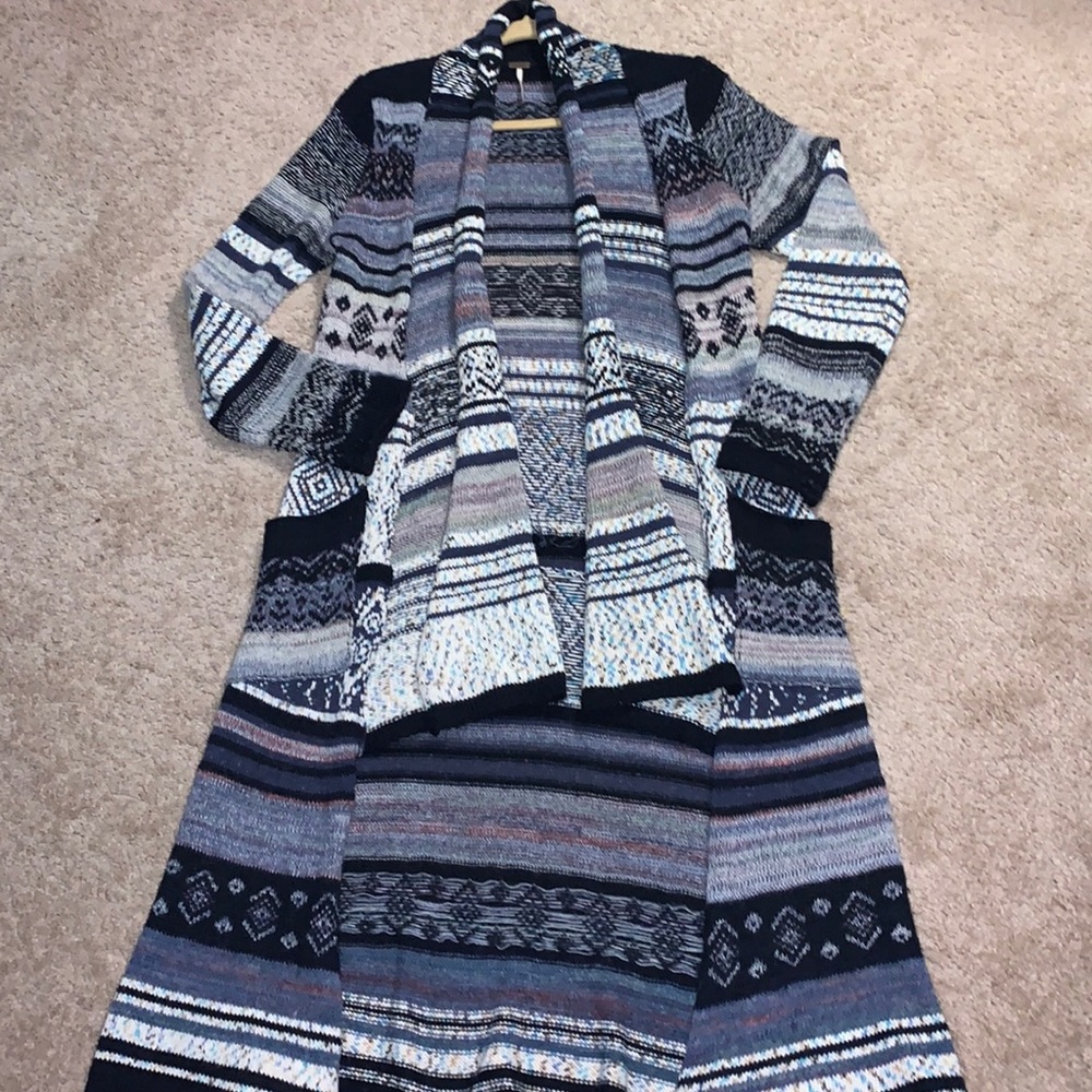 Free People Blue Yesterday’s Smile Fair Isle Cardigan